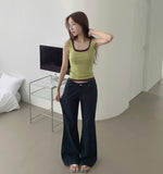 Unique Back Pocket Fluffy Span Cooling Bootcut Pants