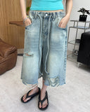 Hike Damaged Bermuda Denim