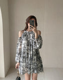 Rabbi Toile Chiffon Off-Shoulder Mini One Piece