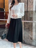 Jemu Satin Flare Midi Skirt