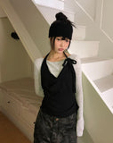 [SET] Anyu Lip Neck Layered Long Sleeve T-Shirt