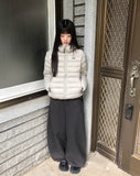 Turnle String Hooded Nylon Lightweight Short Padding Jumper
