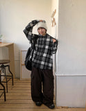 [unisex] Kudeni Peach Fuzz Check Hood Shirt