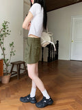 Moodle Pocket Color Matching Collar Short Sleeve T-shirt