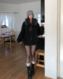 Cor Stud Trimming Fur Warmer Hood Zip-Up