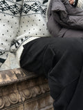 Snow Falling Design High-Neck Knit Zip-Up