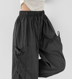 Nylon Rusting Side Ribbon Balloon Jogger Banding Pants