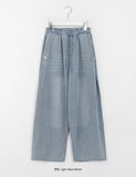 Honkidi Side Snap Banding Wide Denim Pants
