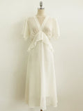 Seine V-neck Peplum Flare Chiffon One Piece