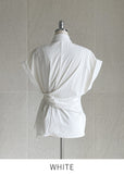 Pale Ribbon Wrap Collar Shirt Blouse