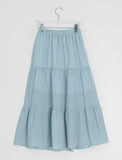Hinari Check Tiered Banding Long Skirt