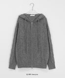 [unisex] Hatomi Heart Punching Knit Hood Zip-Up