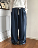 Kinda Track Snap Button Wide Long Training Pants