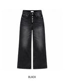 Left-washed flare denim pants