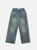 Back pocket wide denim pants