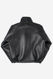 Puff raglan texture leather jumper