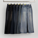 Basic Wide Fit Washing Banding Span Heated Fabric Brushed Denim Pants