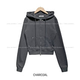 Caro Stud Slim Fit Two Way Hooded Zip-Up