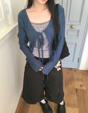 Rumi wrinkle see-through ribbon cardigan