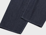 One-Tuck Linen Raw Edge Wide Denim Pants