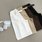 Unique Cross Adjust Point Bermuda Knee Length Cotton Pants