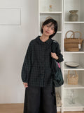 [BAONHAUS] Malbon Check Shirring Collar Blouse