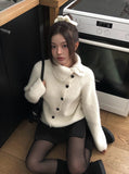 Juke diagonal button high neck knit