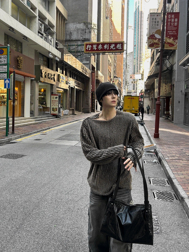 【COSYHARU】Fur stripe snap Tee COSYHARU (コシハル) - ファーストライプスナップTシャツ / Fur