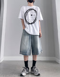 Milk Washing Bermuda Denim Pants