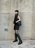 Eyelet Belt Pleats Skirt