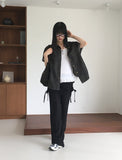 chibbon punching see-through shirring skirt bootcut pants