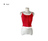 Molan Color Matching Layered Button Cap Sleeveless