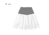 Apyo Stripe Color Matching Banding Tiered Midi Skirt