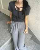 [Fake Layered] Cutin Ribbon Skirt Leggings Pile Skirt Pants