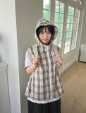 [unisex] Naboli Summer Check Hood Zip-up Vest
