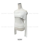 Ellie side button off-shoulder long sleeve