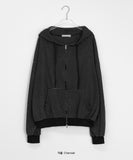 Teben two-way stripe hood zip-up
