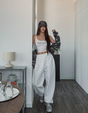 Mock Military Deep V Crop Hood Zip-up