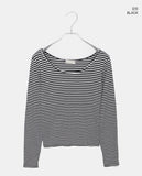 Yvonne Stripe Round Neck Slim Fit Long Sleeve T-Shirt