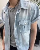 Salt Two-Pocket Washed Denim Short Sleeve Shirt