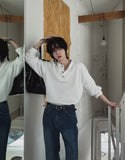 Pressure rib button warmer long sleeve t-shirt