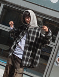 Kitsch hooded balloon check shirt