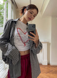 Heart point lettering cotton long sleeves