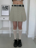 [Belt SET] Genji Belt Denim Pleated Skirt