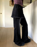 Kirit Pocket Bootcut Washed Denim Skirt Pants