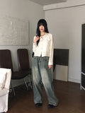 [MADE] Lippe Vintage Pleated Pocket Collar Semi Crop Long Sleeve Shirt