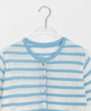 Teno Stripe Crop Short Sleeve Knit Cardigan