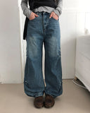 Doon Side Rivet Wide Denim Long Pants