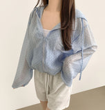 Lovely Dot Back Frill String See-through Windbreaker Jacket