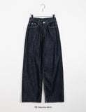 Mea stitch raw wide denim pants